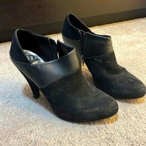 Black ankle bootie with 2 inch heel